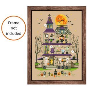Haunted House Counted Cross Stitch, Halloween Counted Cross Stitch Kit